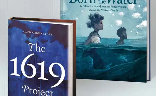 1619 Books over gray background