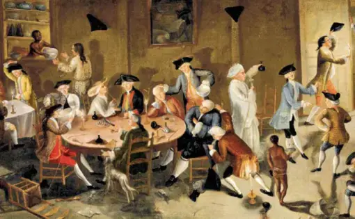 ‘‘Sea Captains Carousing in Surinam,’’ painted by John Greenwood, circa 1752-58.