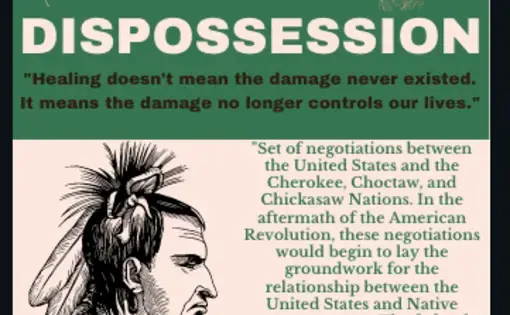 Example of an infographic created by a student for the text "Dispossession" by Tiya Miles.