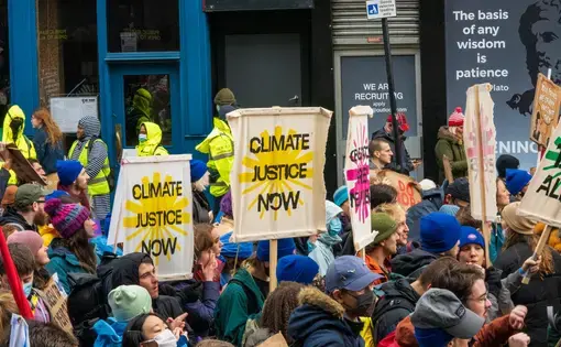 marchers in climate protest