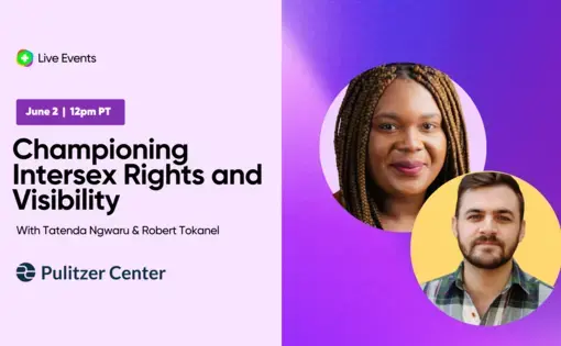 Purple graphic with headshot photos of Tatenda Ngwaru and Robert Tonkel on the right, and event details on the left including date, time, and title.,
