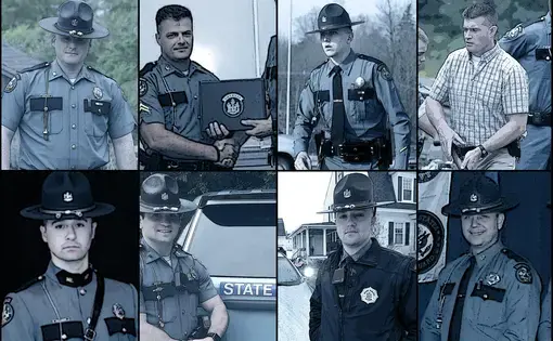 Pictured are some of the Maine State Police officers who were disciplined between 2015 and 2020, or who did not have discipline records but whose misconduct was documented elsewhere.