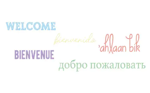 The word "welcome" in different languages