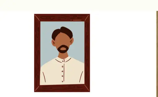 Children's book cover with a framed photo of drawing of a Black man with a beard