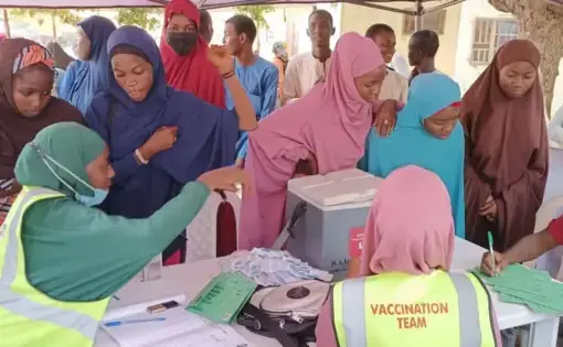 An outdoor vaccine clinic
