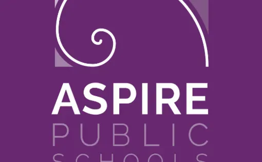 Aspire Public Schools Logo - Aspire Public Schools written in white text on a purple background