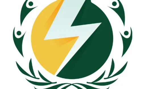 BMPV Logo - yellow and green circle with a lightning bolt down the center, surrounded by green trim