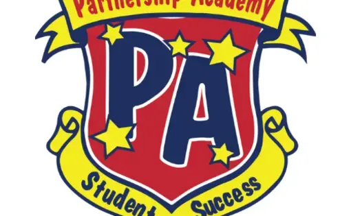 Partnership Academy Logo - Shield with "PA" in the center, framed with yellow banners