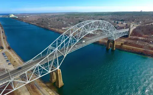 Sagamore Bridge Aerial at Bourne, Cape Cod Canal