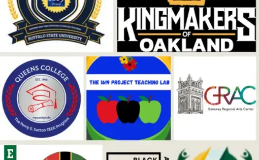 A collage of the logos the 1619 Impact Grant projects