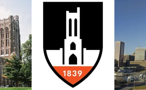A three image collage feature images of Baltimore City College High School, the Baltimore skyline, and the Baltimore City College High School logo