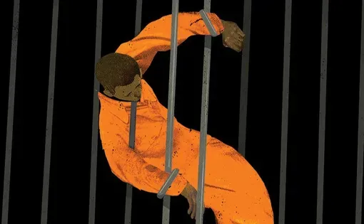 Illustration of man behind bars