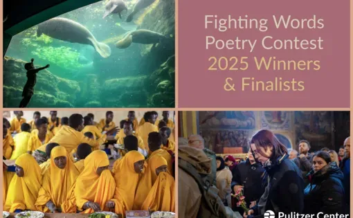 Collage of images from select news stories students responded to in their contest entries.