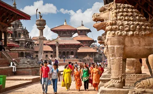 KATHMANDU, NEPAL-MAY 19: Street at the Durbar Square,Lalitpur city, on May 19, 2013 in Kathmandu valley, Nepal. It is one of the three royal cities in the Kathmandu, a very popular spot for tourists.