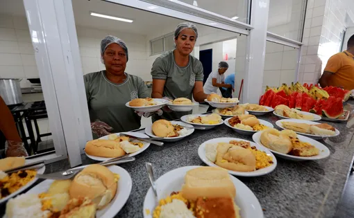 ibicui, bahia, brazil - december 9, 2023: feeding young people in a public school in the city of Ibicui