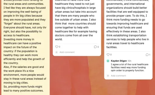 Students discuss equity in healthcare access for rural populations. Image by Brielle Carlson, 2024.