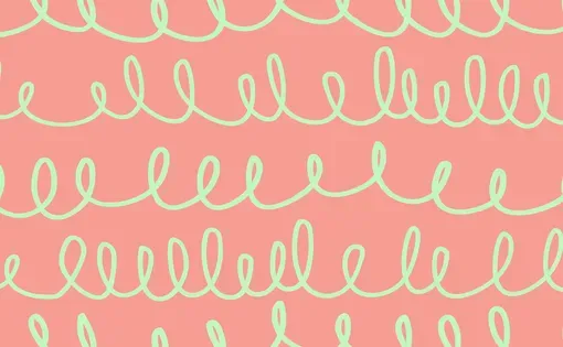 green squiggles on a pink background