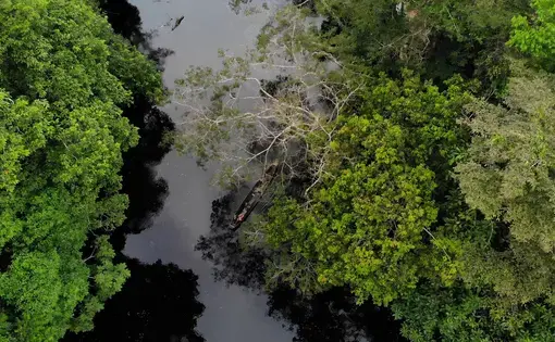 The indigenous peoples protect their communities’ tributaries, rich in minerals. These not only provide their livelihood, but they are also their only form of mobility in the area. Image by Luis Ángel. Colombia, undated.