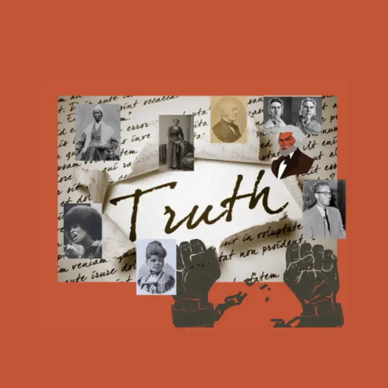 Radical Possibilities Collective Logo -collage of photos of Black Americans with orange borders