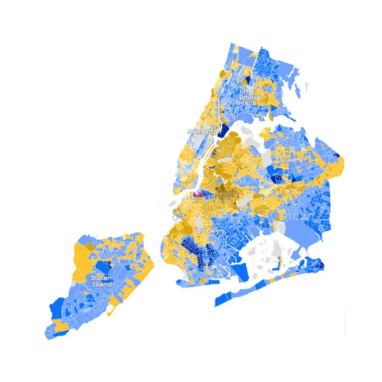 A photo of the New York City Electoral map from the 2021 mayoral election