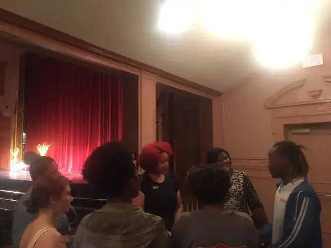 Nikole Hannah-Jones connects with students after her presentation at R.J. Reynolds High School. Image by Fareed Mostoufi. United States, 2019.