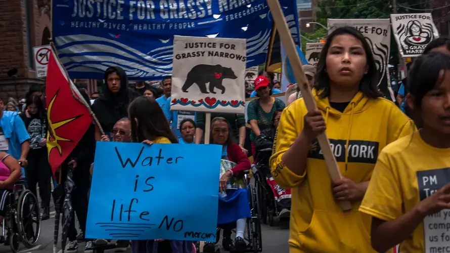 Jenae Turtle and her fellow youths take their place at the front of the march and help to lead their community through Toronto.&nbsp;Canada, 2019. Image by Shelby Gilson.