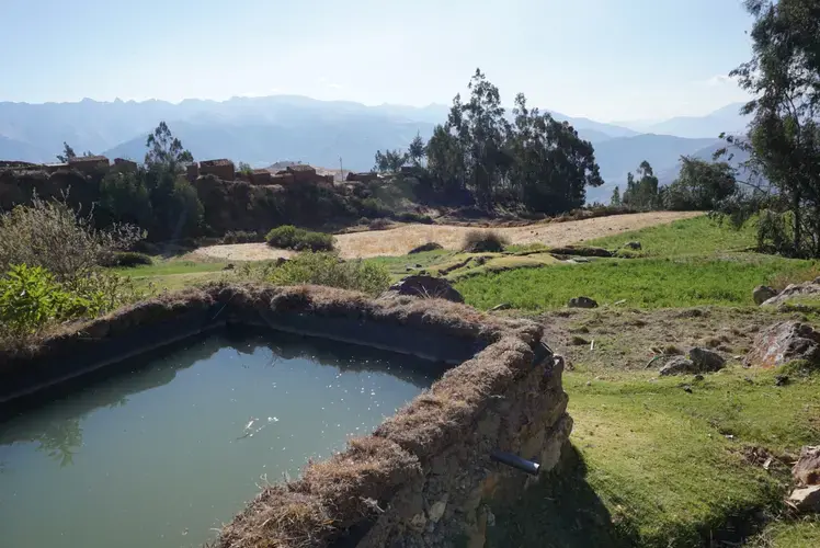 The reservoir at the top of the Oros family's land.&nbsp;Image by Audrey Fromson. Peru, 2019.