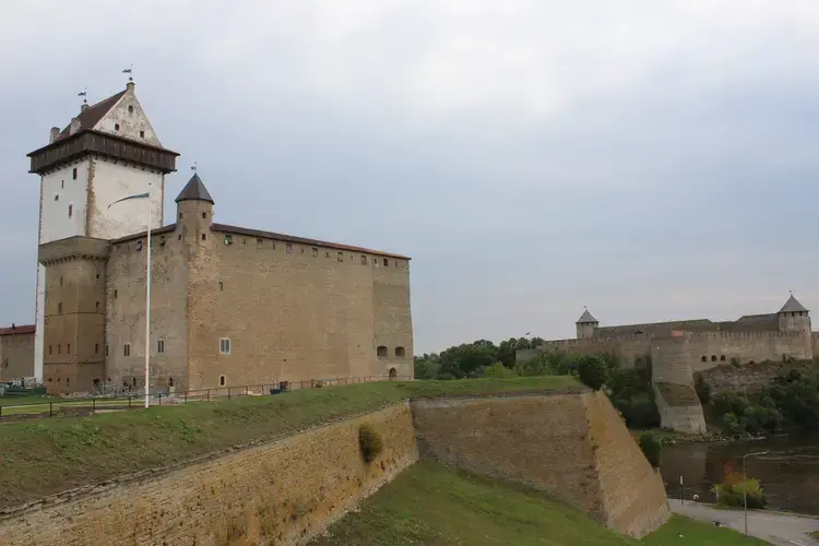 An ancient fortress in Russia faces an ancient castle&nbsp;in Narva.&nbsp;Image by Hani Zaitoun. Estonia, 2019.