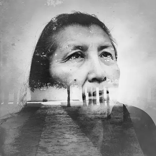 Naomi Good Shield, St. Mary’s Episcopal School for Indian Girls (1972-1974), Fort Wingate Indian School (1977-1978), Fort Sill Indian School (1979-1980), St. Francis Indian School (1980). “My parents were going through a divorce and I didn’t really want to be around them as a child, so I went to some of the [Bureau of Indian Affairs] boarding schools in different states, and I liked that. I got to meet people from other tribes, learn about their cultures, their dances, their ceremonies. That was exciting to me, I loved the variety.” Image by Daniella Zalcman. United States, 2018.