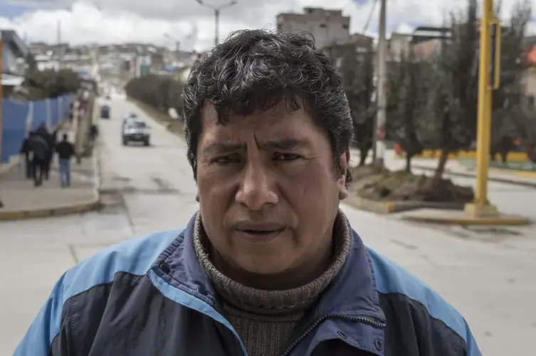 Most of Simeón Martín's family has moved from Cerro de Pasco. But he and his daughter have stayed — he works in construction and his 25-year-old daughter is married to a miner who works at Colquijirca, which is about 8 miles south of Cerro. His difficulty in moving out resembles the cases of many families PRI spoke to. Image by&nbsp;Ricardo Martínez. Peru, 2017.