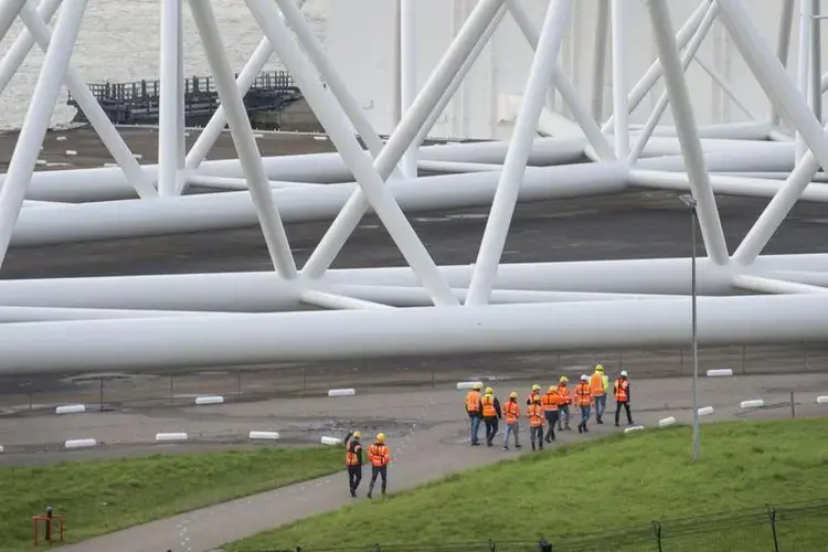 Officials with the Maeslant storm surge barrier on the New Waterway in South Holland, Netherlands. Image by Chris Granger / Times-Picayune | The Advocate. The Netherlands, 2020.