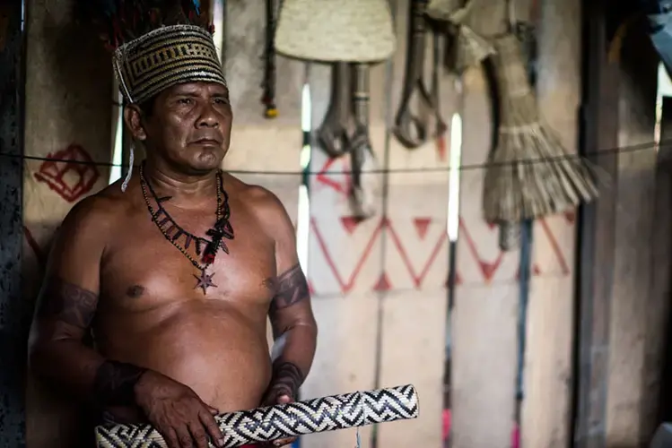 Chief Bernadino is leading the movement to reclaim the forest. Image by Matheus Manfredini. Brazil, 2019. 