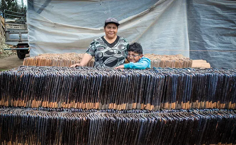 Érick Davíd Aguayo, 7, was born with a cleft lip. He's the grandson of Hilda María Suntasig, who has made clay tiles in La Victoria since she was 18 years old. Image by Yolanda Escobar. Ecuador, 2016.&nbsp;