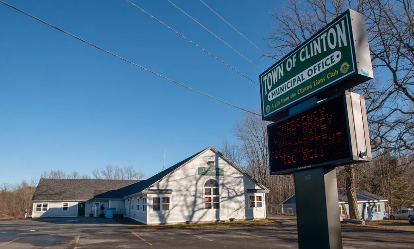 The Clinton municipal building and police department.&nbsp;Image by Linda Coan O'Kresik / BDN. United States, undated.
