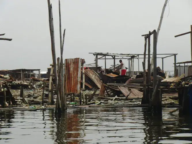 Some collapsed structures in Otodo Gbame before the demolition. Image by Bukola Adebayo. Nigeria, 2017.