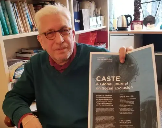 Larry Simon, a professor at Brandeis’ Heller School of Social Policy and Management and an expert on caste. Image by Meredith Nierman/WGBH News. United States, 2019.