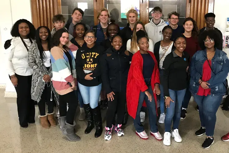 Christina Sneed's high school English Language Arts students who undertook independent research projects following their study of The 1619 Project. Image courtesy of Christina Sneed. St. Louis, 2020.