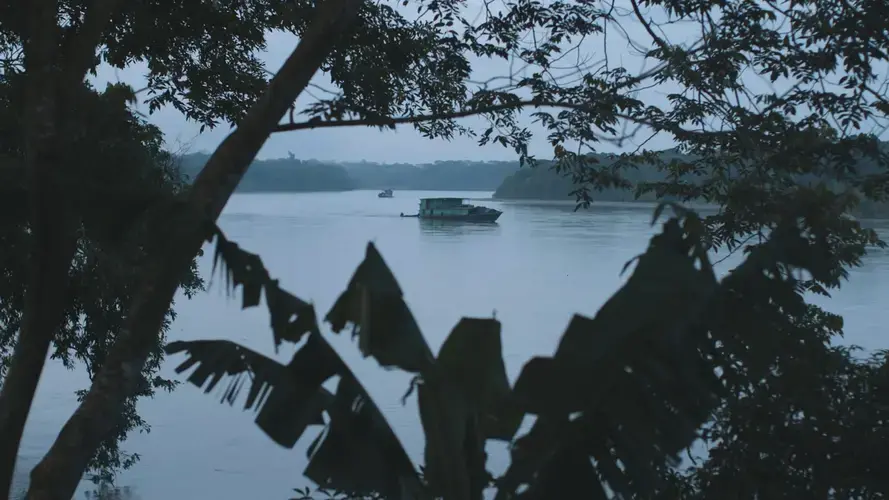 A view over the Putumayo River along the Ecuador-Colombia border. A still from the New Yorker film “SIONA: Amazon’s Defender’s Under Threat.” Image by Tom Laffay. Colombia, undated.