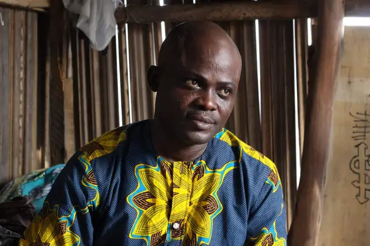 Celestine Ahisu, one of the evictees from Otodo Gbame, a dredging site in Lagos. Image by Bukola Adebayo. Nigeria, 2017.