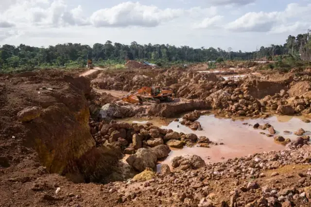 Mining pits in Suriname. Image by Bram Ebus. Suriname, undated.