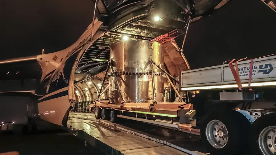 The Ghana reactor's old core—made of bomb-grade uranium—on the first leg of its journey back to China. Image courtesy of the National Nuclear Security Administration.&nbsp;