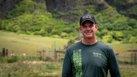 Taylor Kellerman’s next goal is to start growing sandalwood on the ranch. Image by&nbsp;Kuʻu Kauanoe/Civil Beat. United States, 2020.