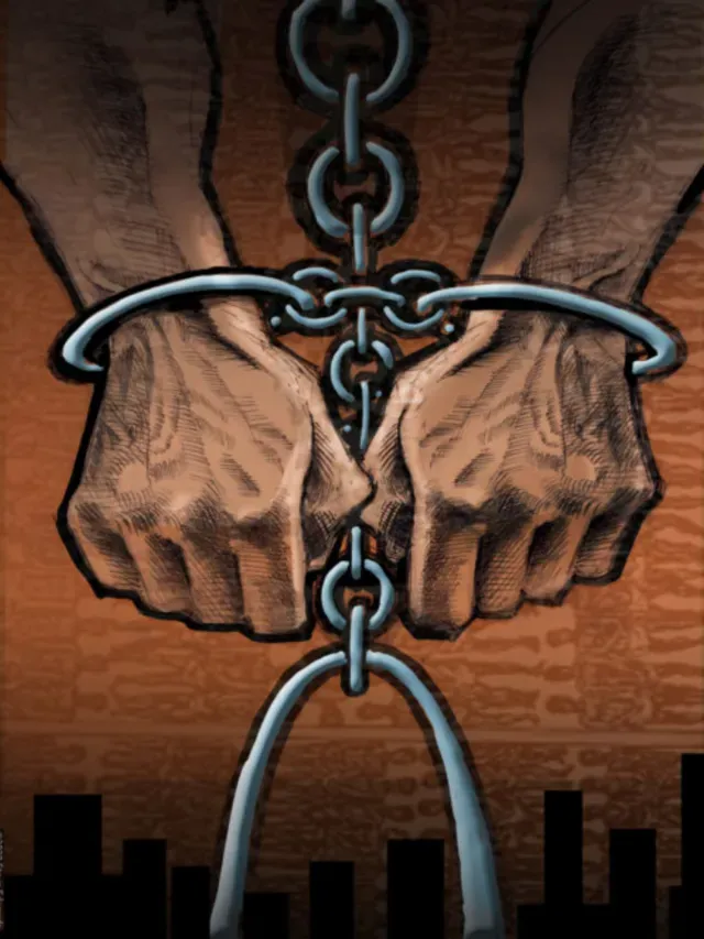 An illustration of two wrists in shackles.