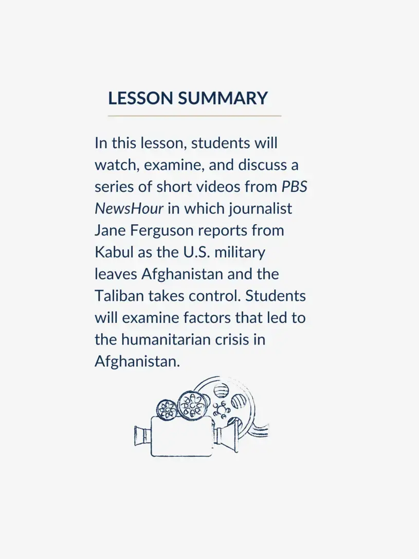 Lesson summary graphic Students will explore five underreported stories in Spanish that use text, photography, and video. They learn key vocabulary, respond to questions, and engage in extension activities.
