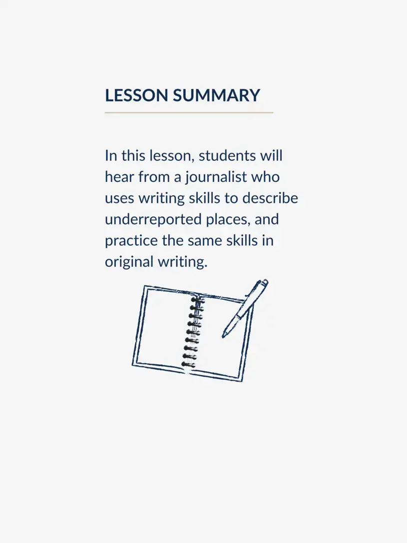 Lesson summary for journalist's toolbox series.
