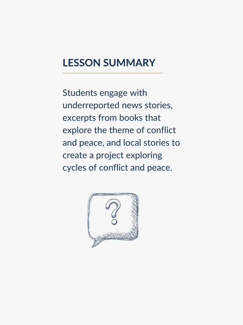 Lesson summary text over a graphic of a call out bubble with a question mark in it