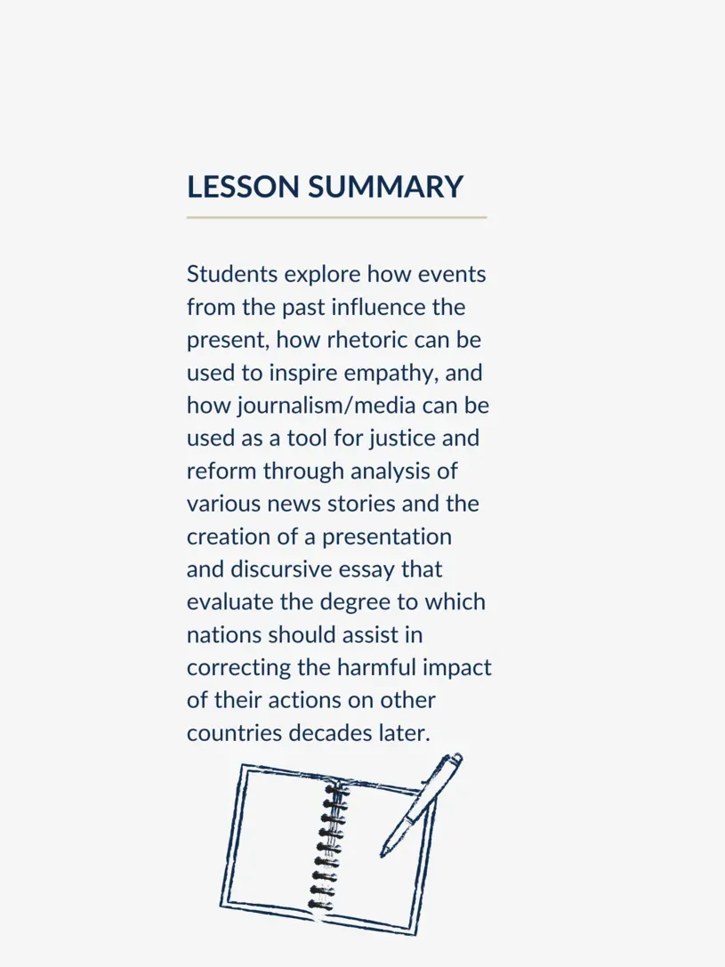 Unit summary over a graphic of pen and a notebook