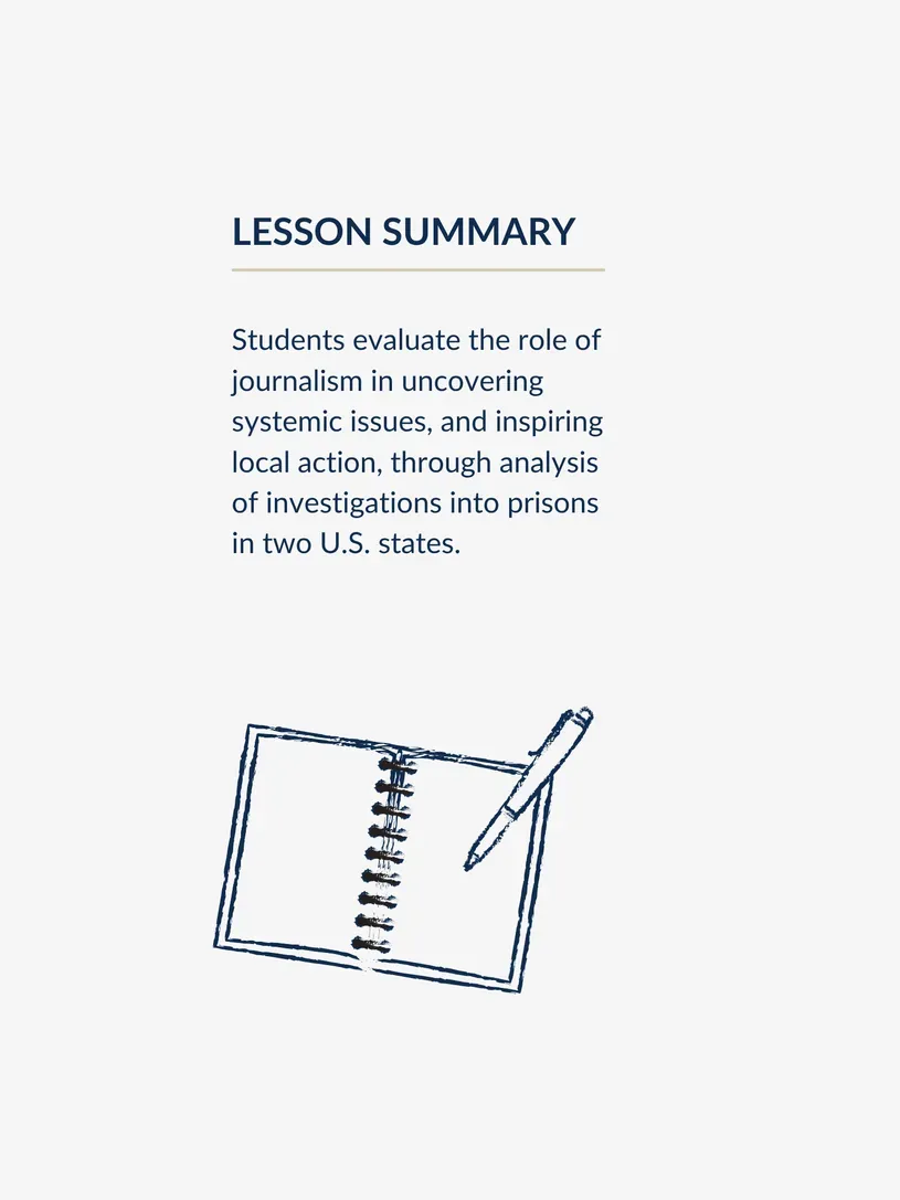 image of notebook beneath text summary of lesson