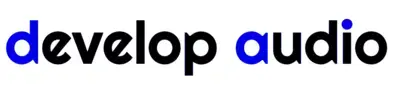 Develop Audio black and blue logo
