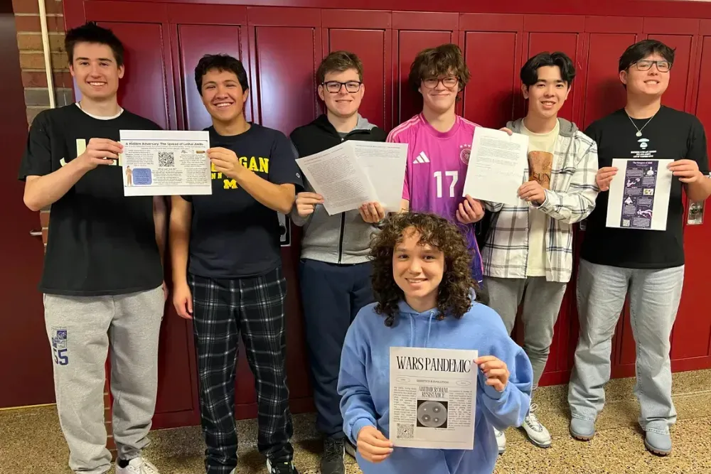 Students at Pioneer High School in Ann Arbor, Michigan, learned about global health and conflict through a Teacher Fellowship lesson plan. Image by Amy Frontier. United States.